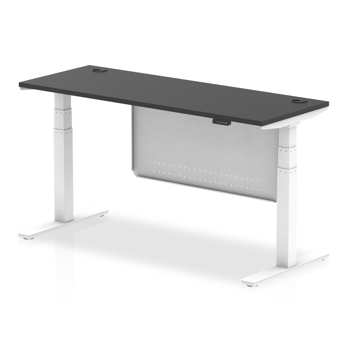 Air Slimline Height Adjustable Black Series Desk with Cable Ports with Steel Modesty Panel
