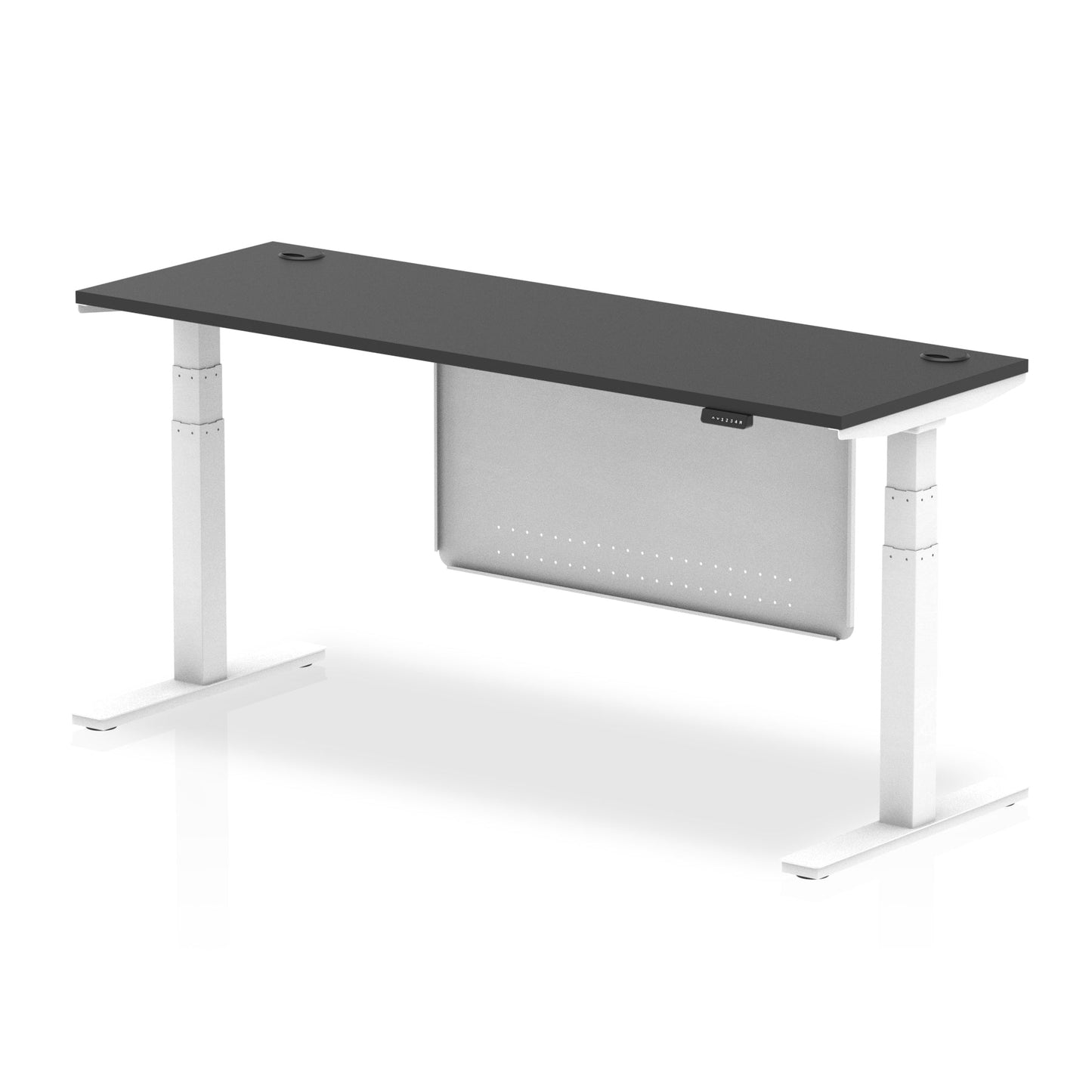 Air Slimline Height Adjustable Black Series Desk with Cable Ports with Steel Modesty Panel