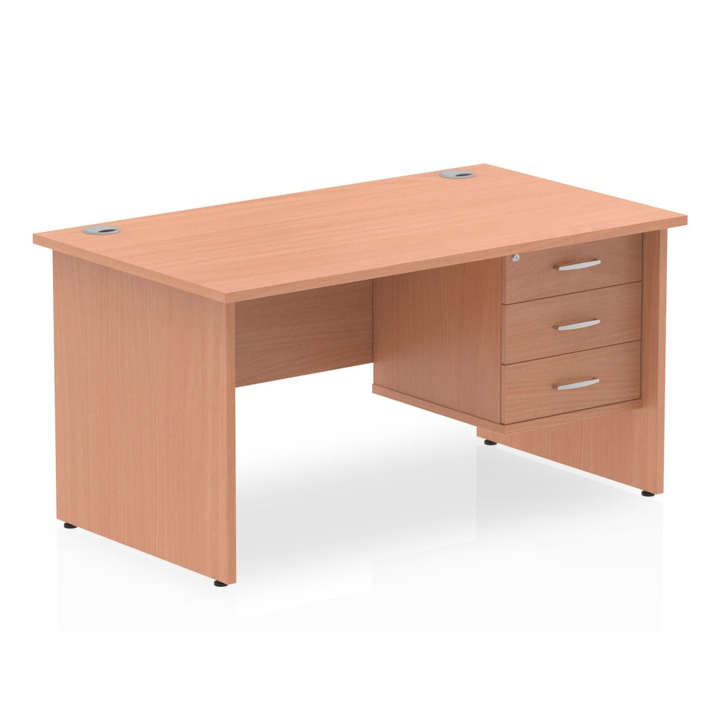 Impulse Panel End Straight Desk With Single Fixed Pedestal
