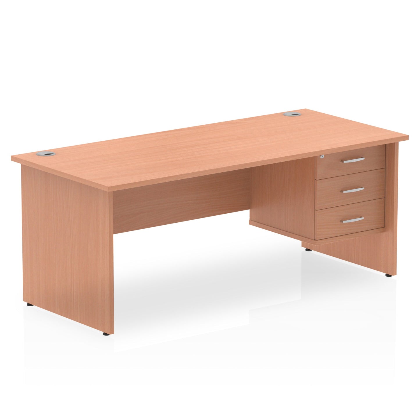 Impulse Panel End Straight Desk With Single Fixed Pedestal