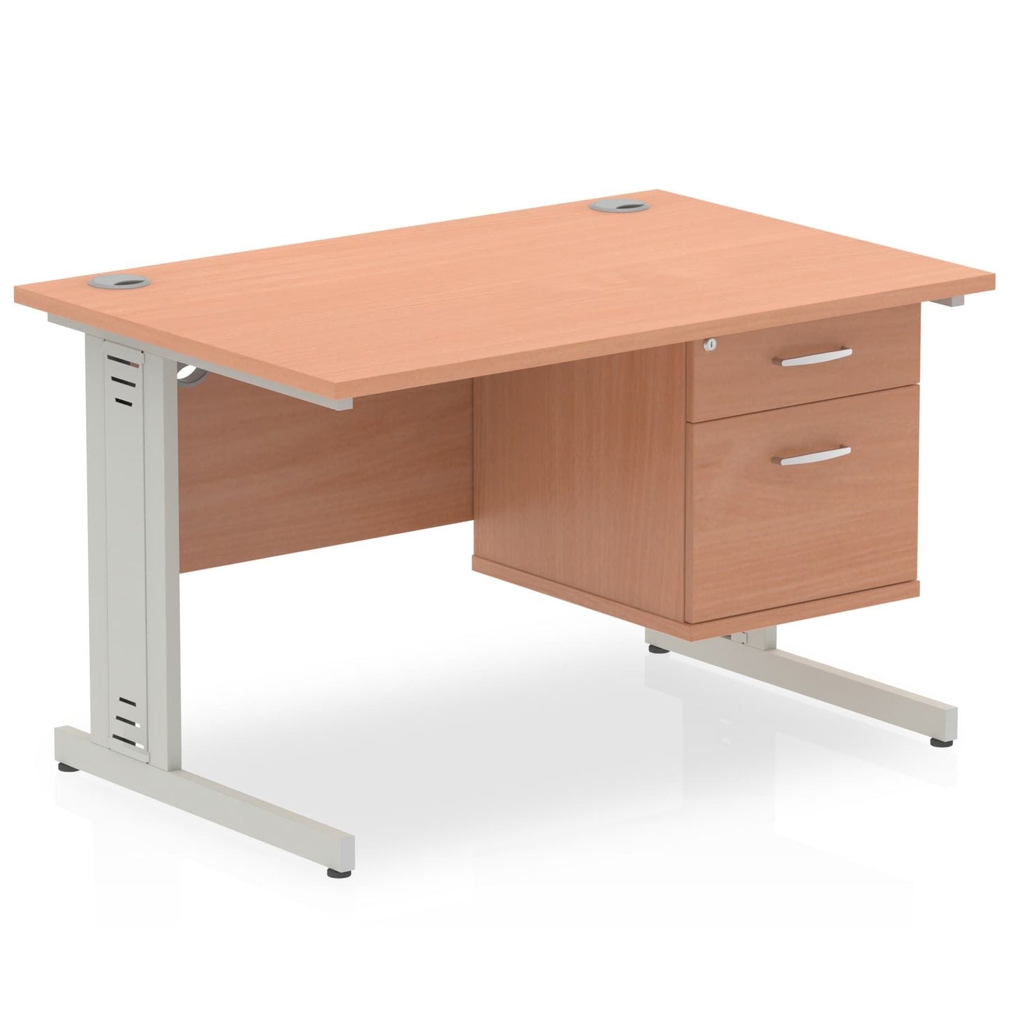 Impulse 1200mm Cable Managed Straight Desk With Fixed Pedestal