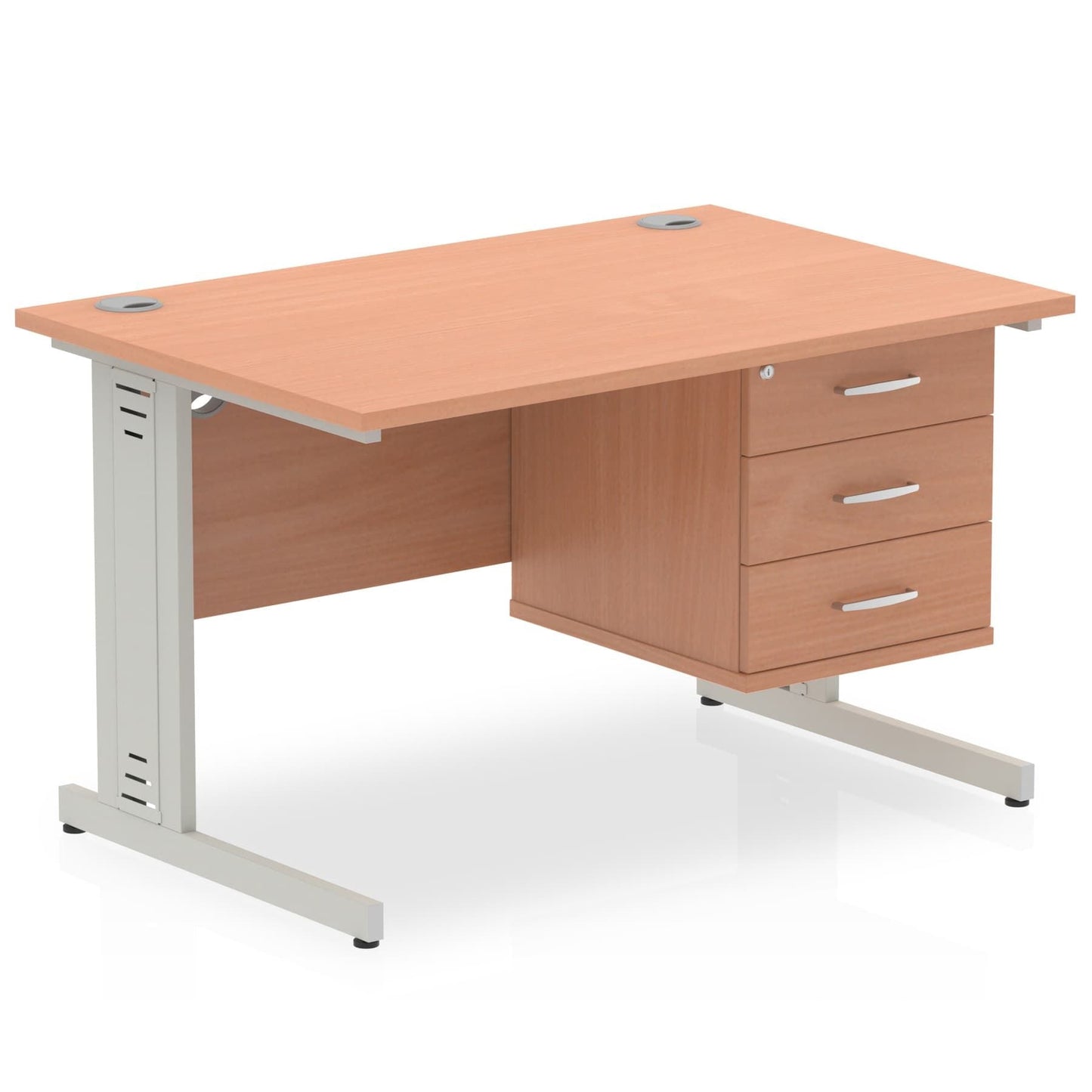 Impulse 1200mm Cable Managed Straight Desk With Fixed Pedestal