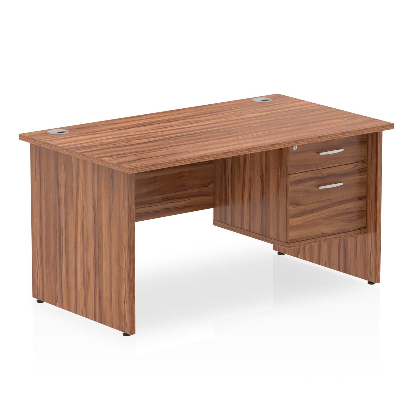 Impulse Panel End Straight Desk With Single Fixed Pedestal