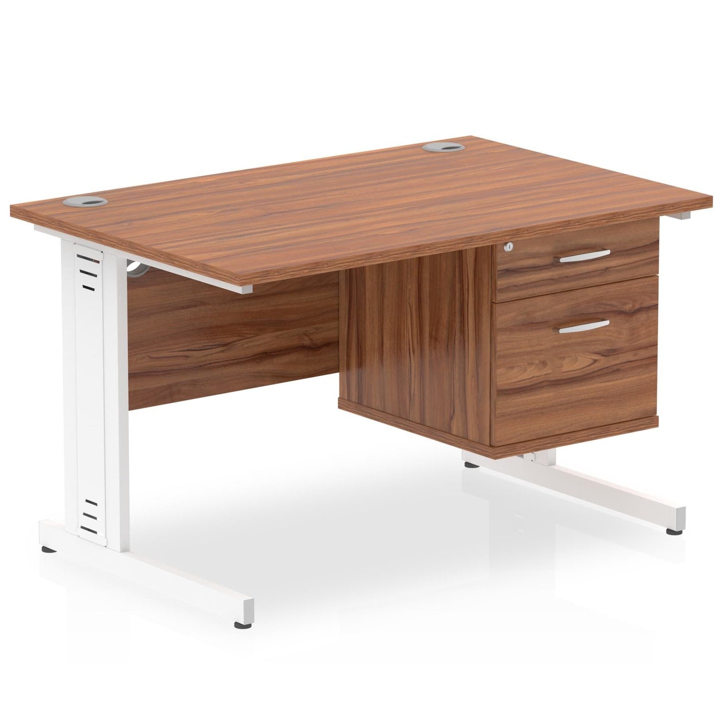 Impulse 1200mm Cable Managed Straight Desk With Fixed Pedestal