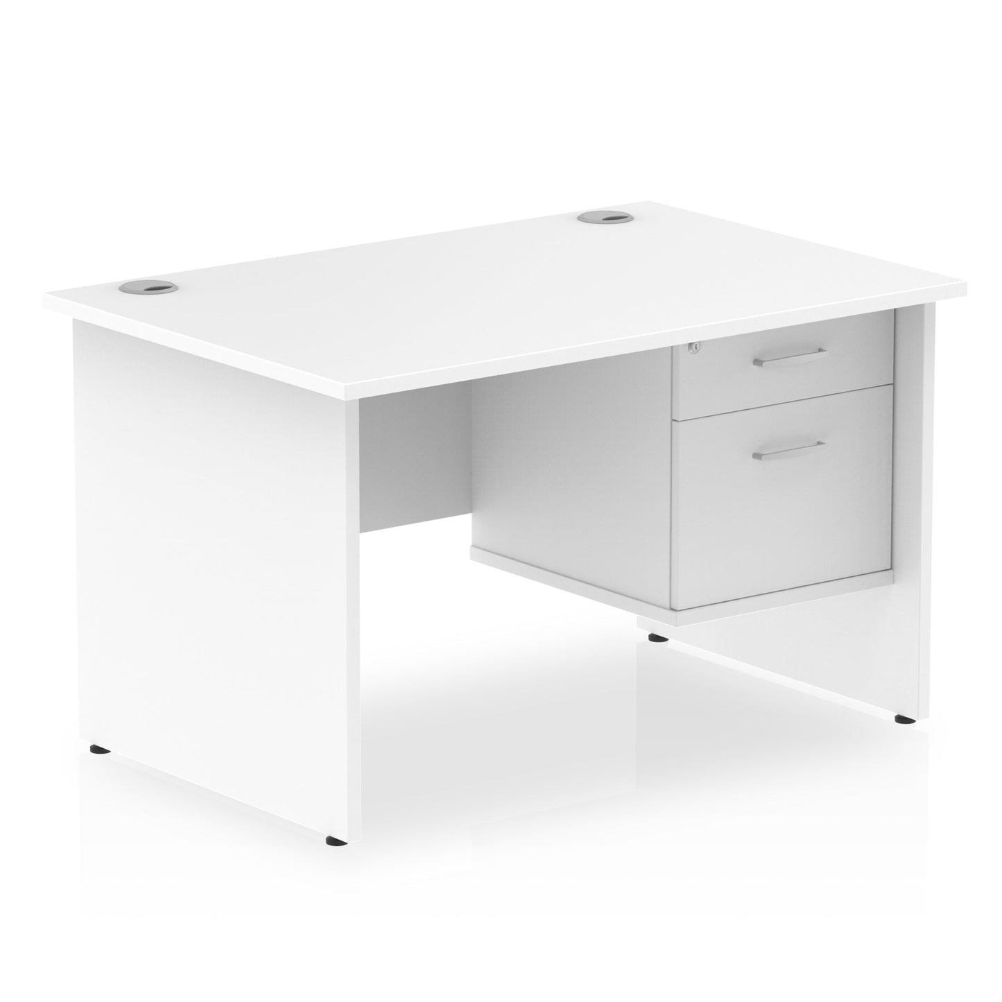 Impulse Panel End Straight Desk With Single Fixed Pedestal