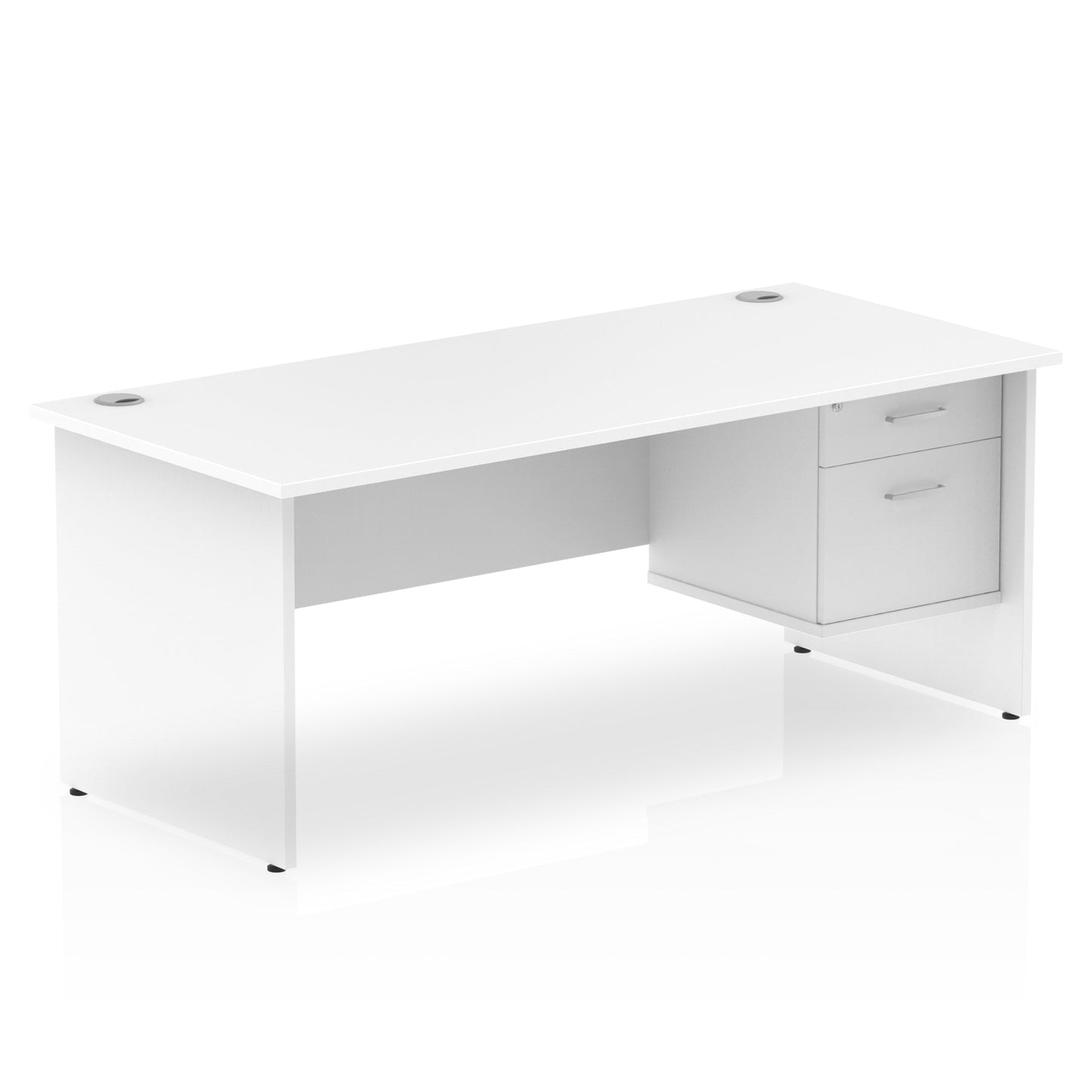 Impulse Panel End Straight Desk With Single Fixed Pedestal