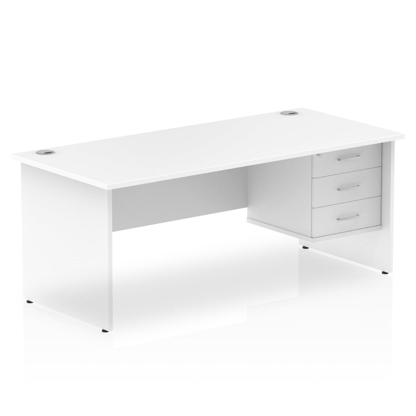 Impulse Panel End Straight Desk With Single Fixed Pedestal