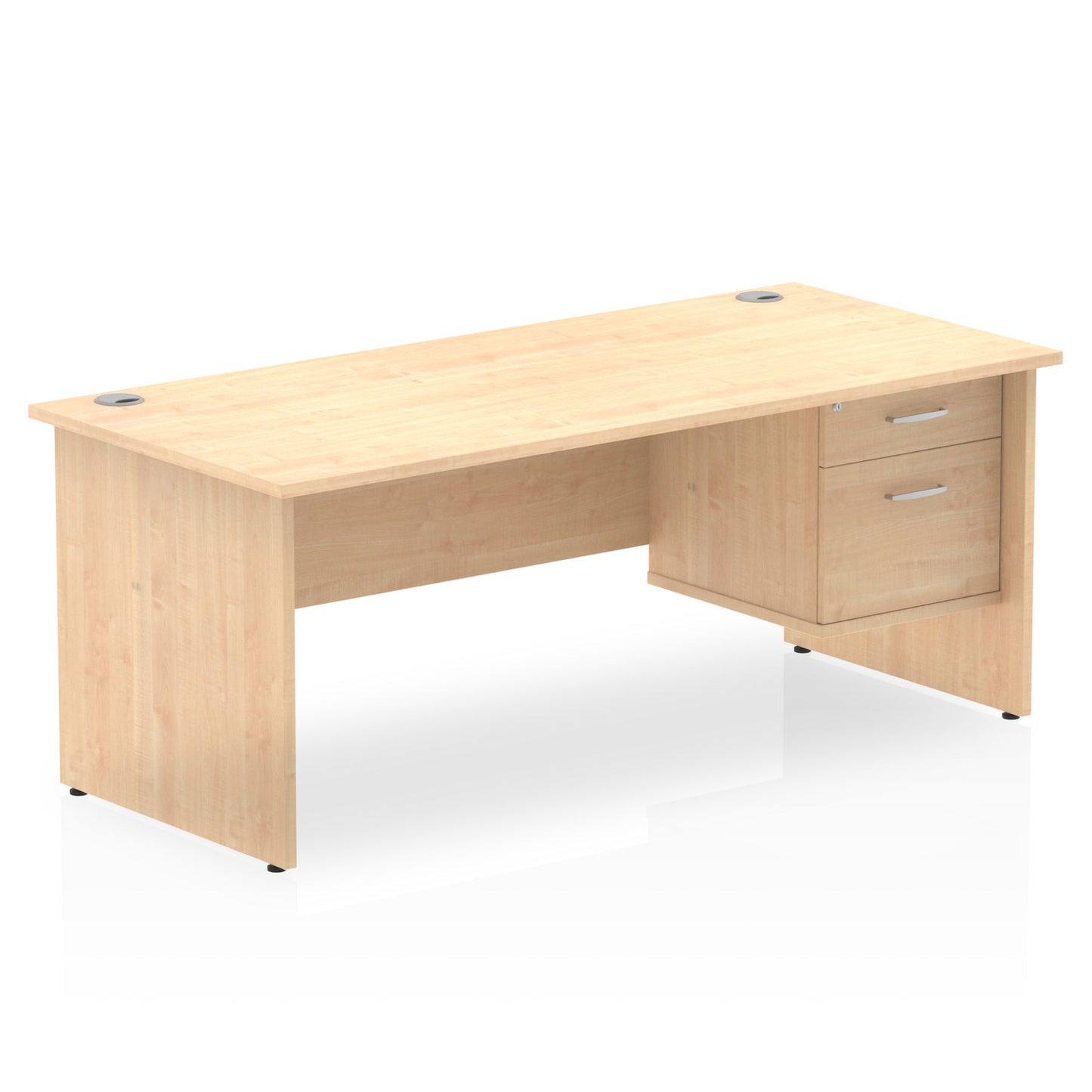 Impulse Panel End Straight Desk With Single Fixed Pedestal