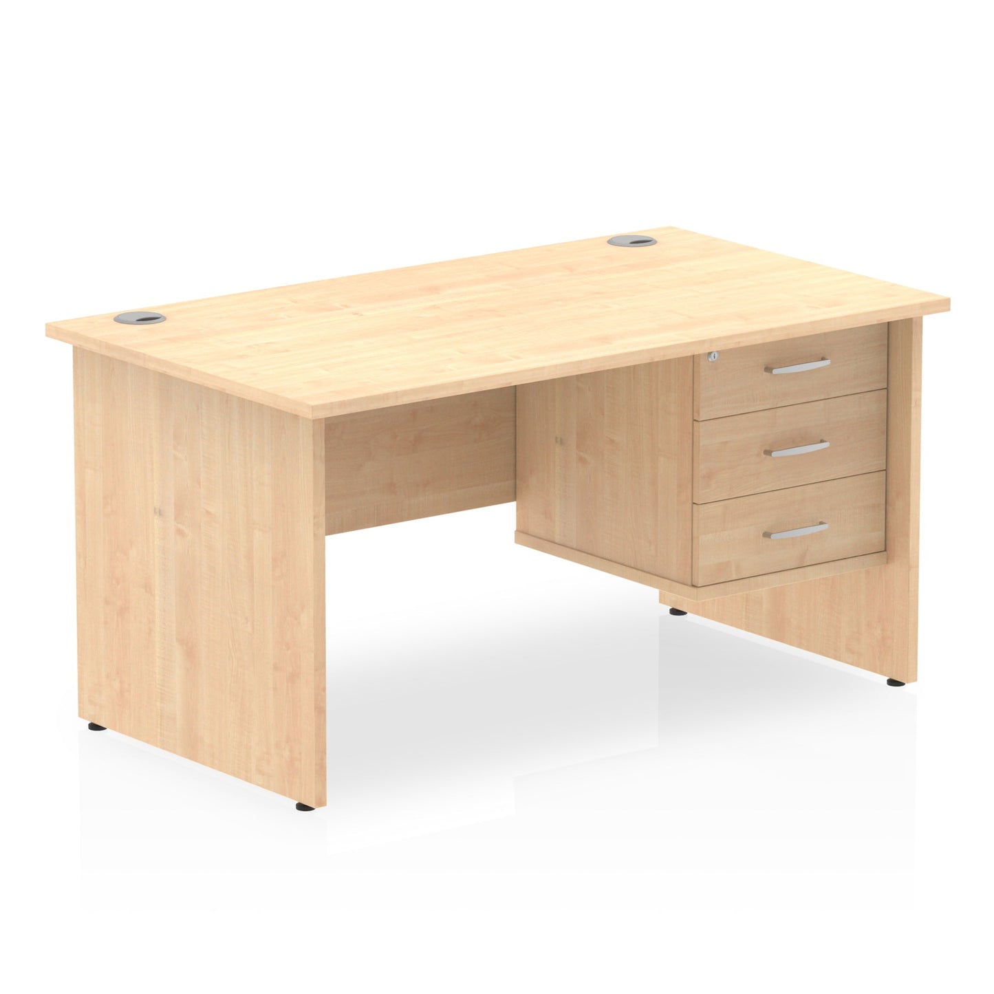 Impulse Panel End Straight Desk With Single Fixed Pedestal
