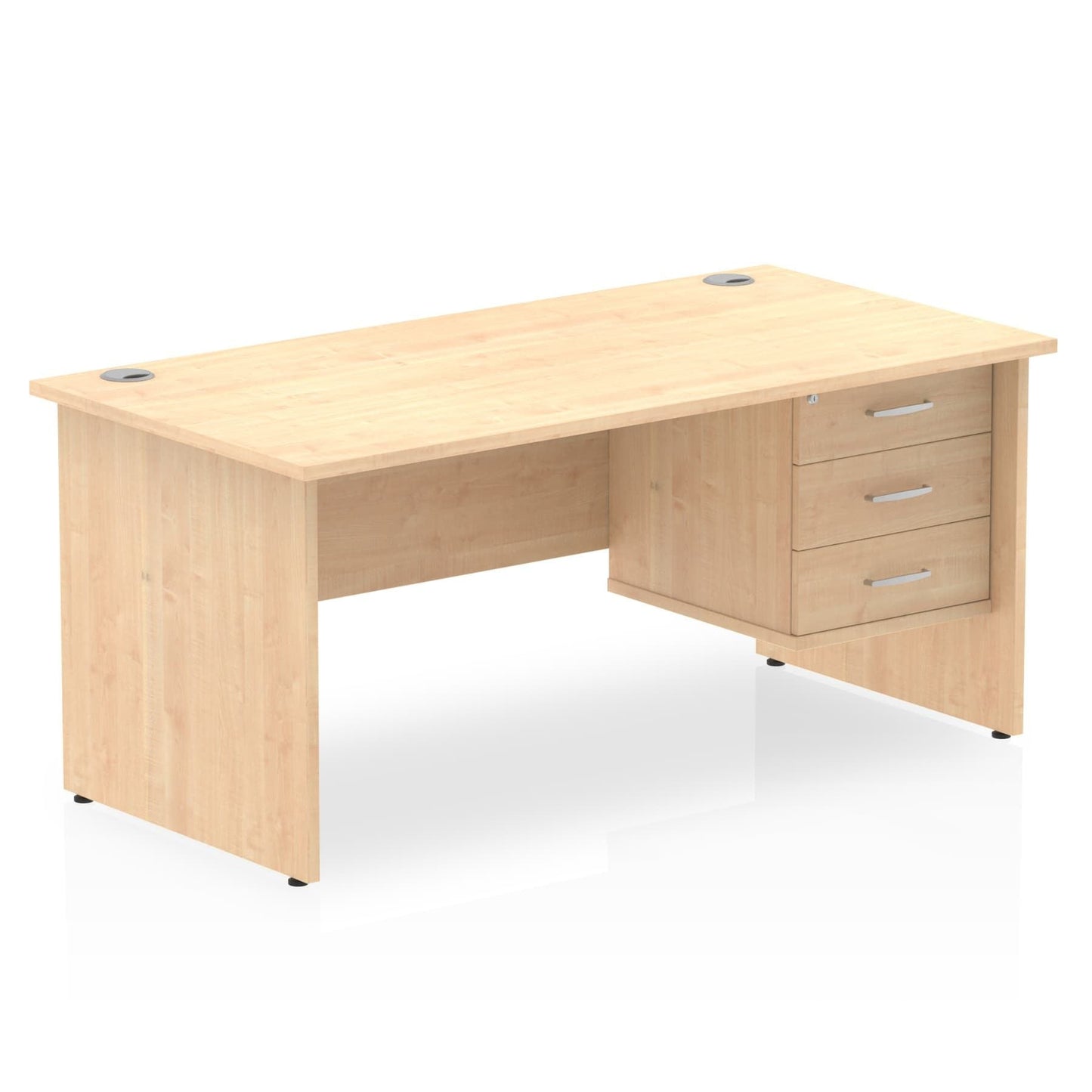 Impulse Panel End Straight Desk With Single Fixed Pedestal