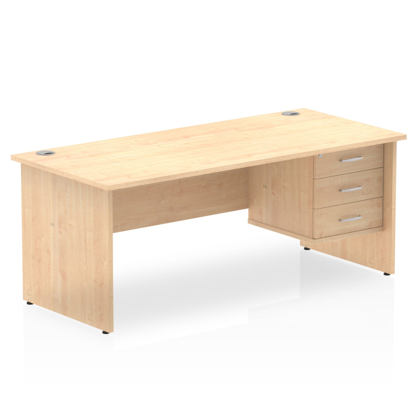 Impulse Panel End Straight Desk With Single Fixed Pedestal