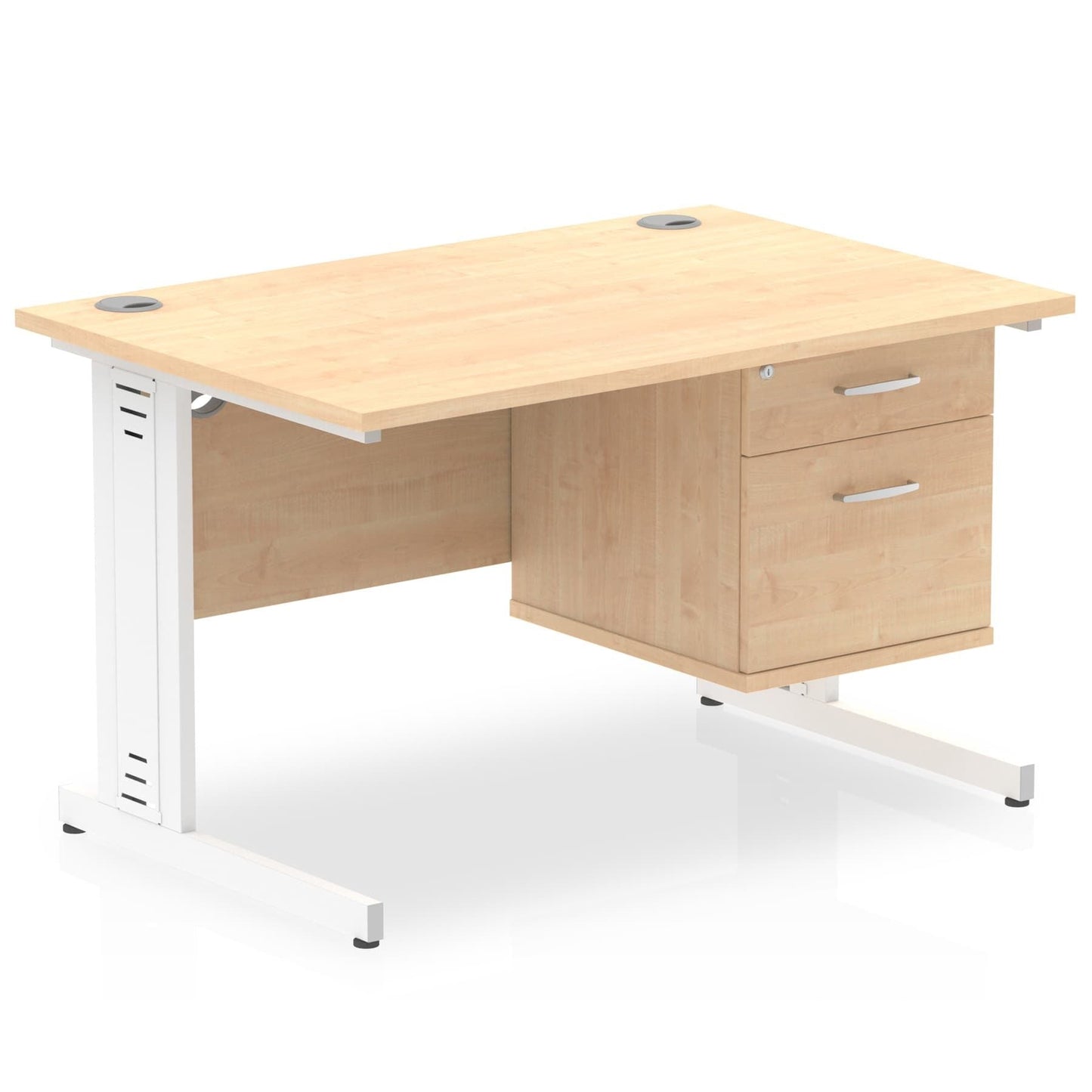 Impulse 1200mm Cable Managed Straight Desk With Fixed Pedestal