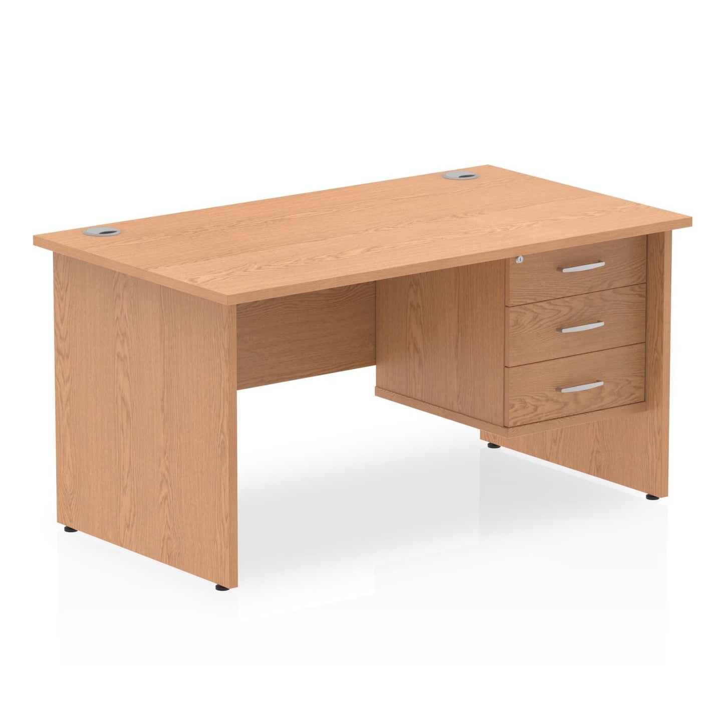 Impulse Panel End Straight Desk With Single Fixed Pedestal