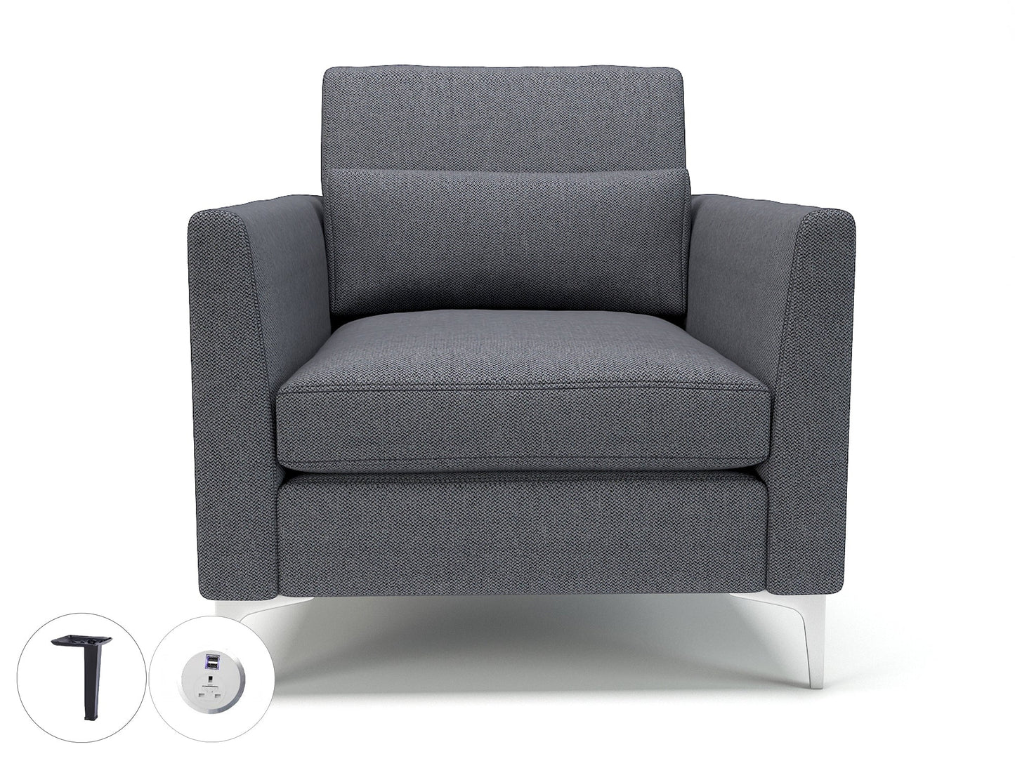 Roselle 90cm Wide Armchair in Camira Era Fabric with Socket