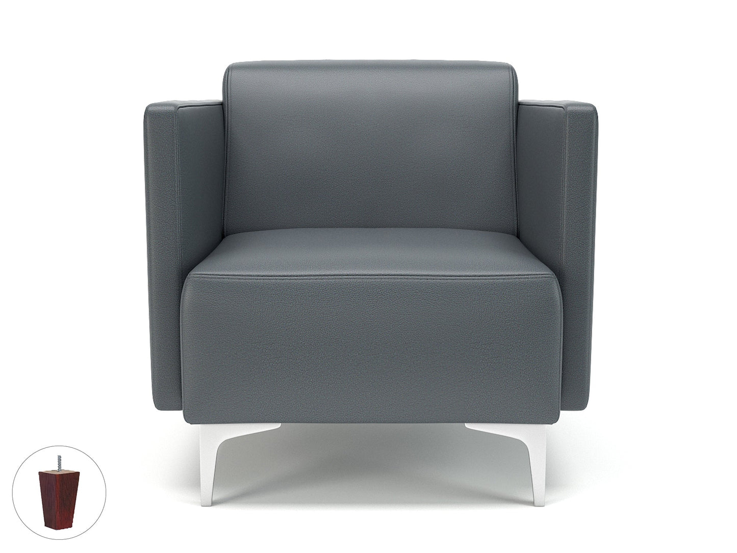 Napa Slim Arm 75cm Wide Armchair in Cristina Marrone Ultima Faux Leather