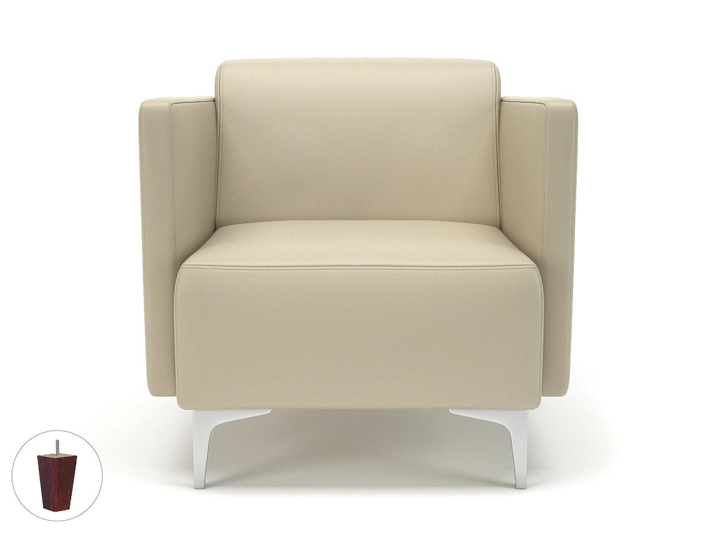 Napa Slim Arm 75cm Wide Armchair in Cristina Marrone Ultima Faux Leather