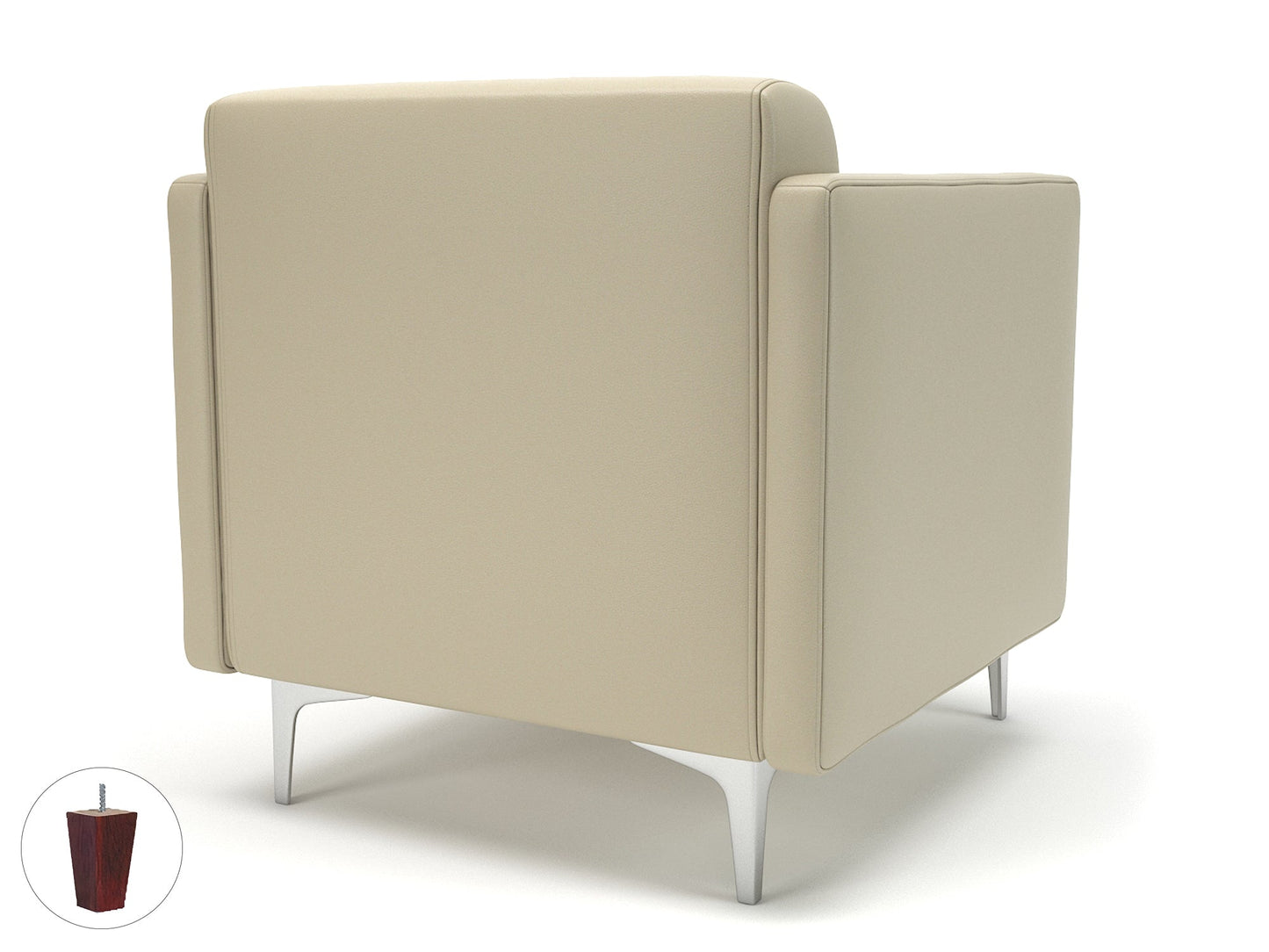 Napa Slim Arm 75cm Wide Armchair in Cristina Marrone Ultima Faux Leather