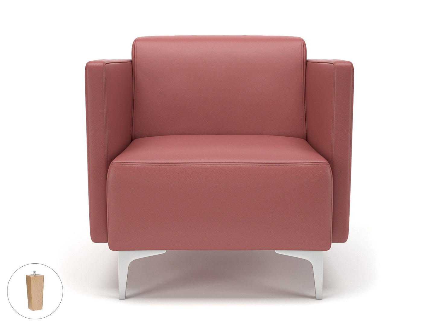 Napa Slim Arm 75cm Wide Armchair in Cristina Marrone Ultima Faux Leather