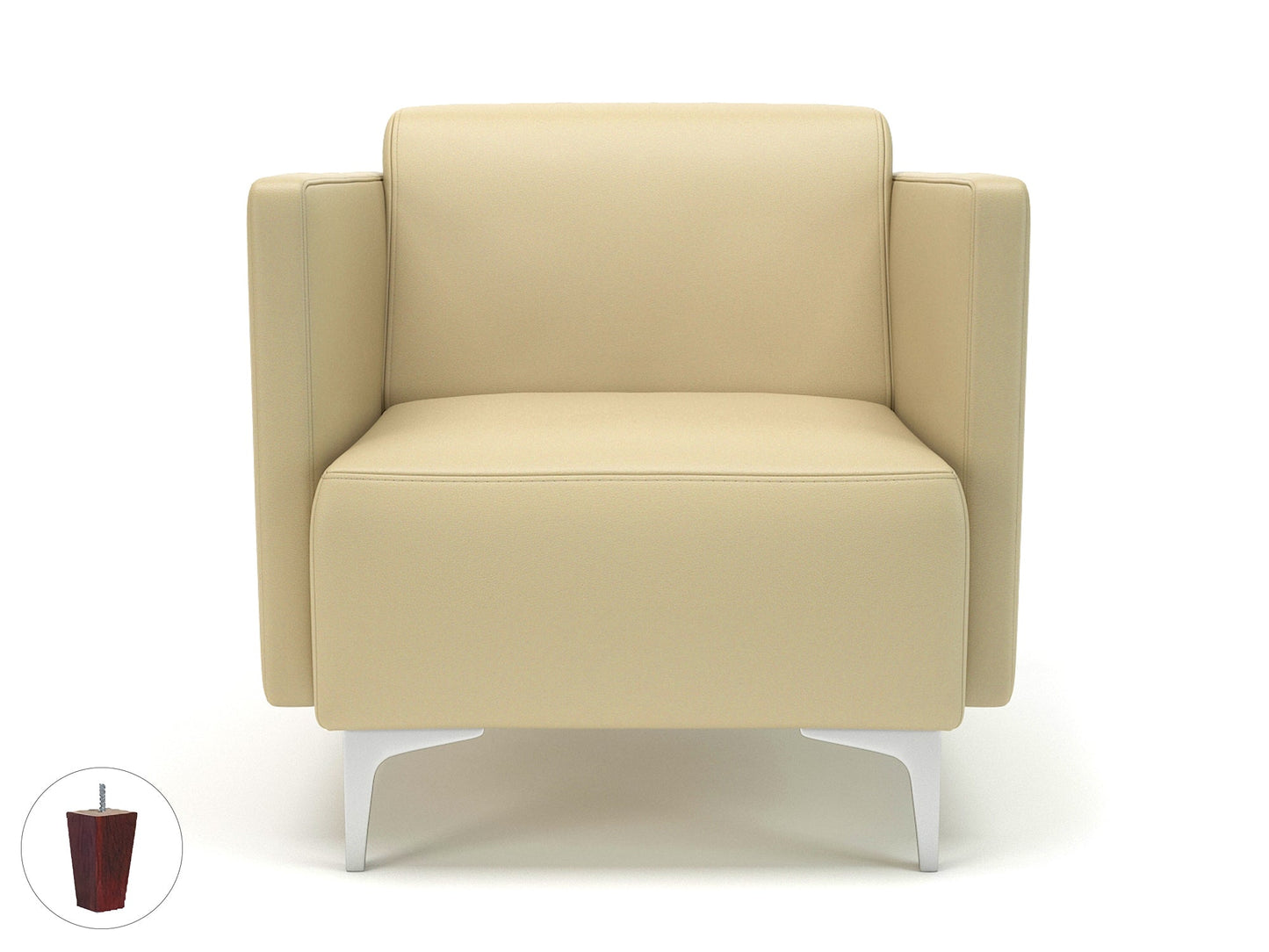 Napa Slim Arm 75cm Wide Armchair in Cristina Marrone Ultima Faux Leather