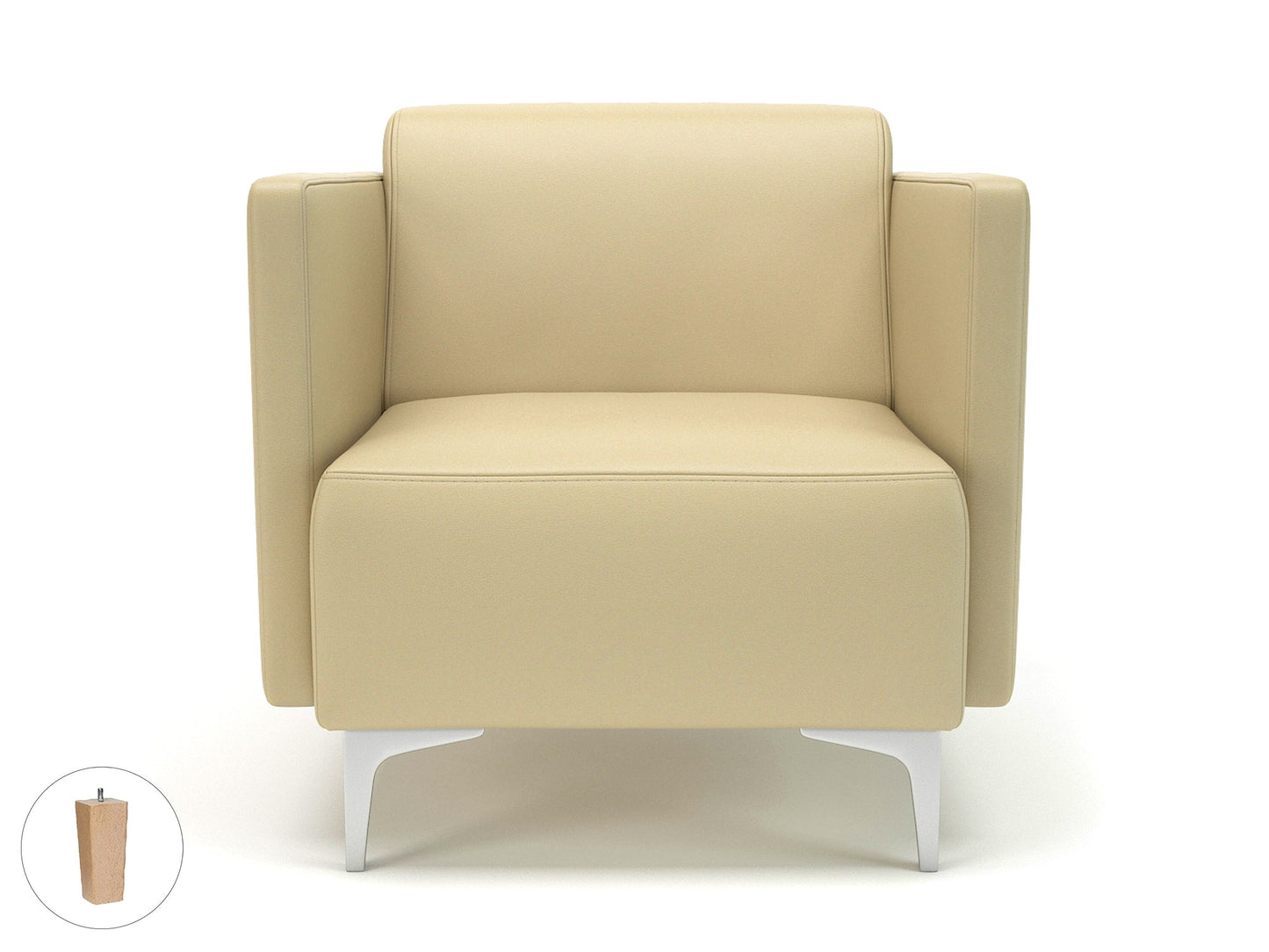 Napa Slim Arm 75cm Wide Armchair in Cristina Marrone Ultima Faux Leather