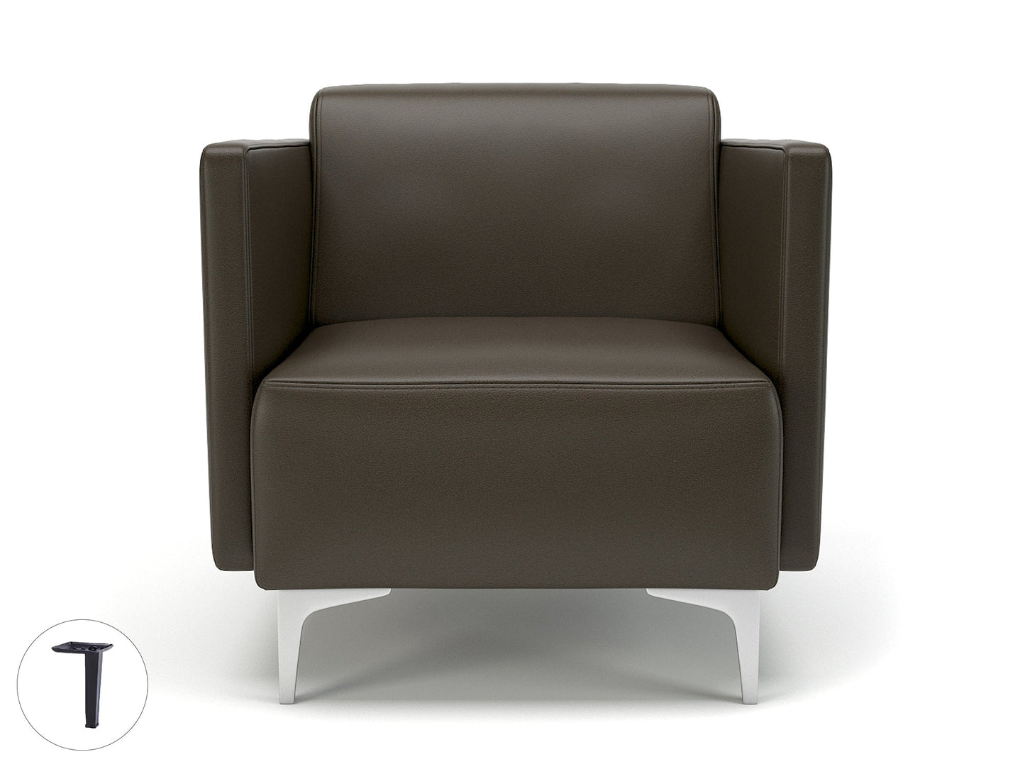 Napa Slim Arm 75cm Wide Armchair in Cristina Marrone Ultima Faux Leather