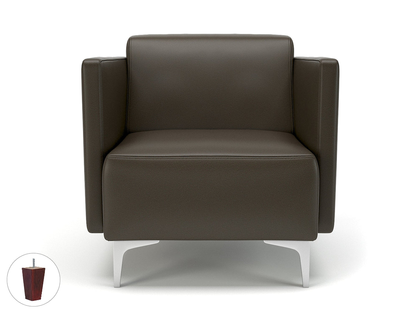 Napa Slim Arm 75cm Wide Armchair in Cristina Marrone Ultima Faux Leather