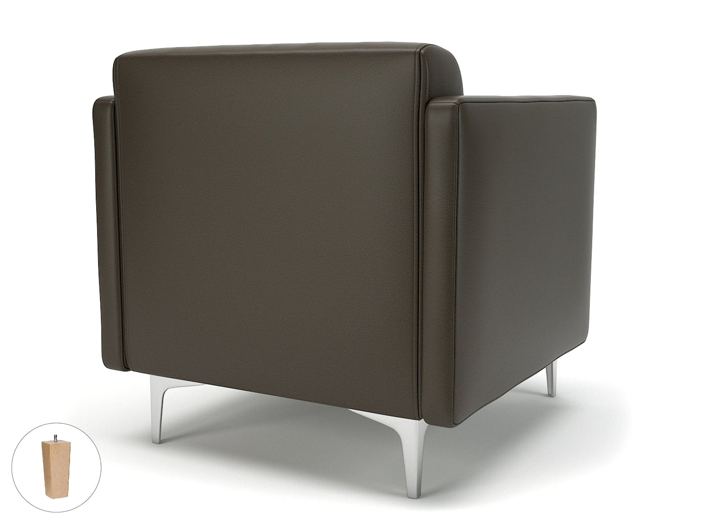 Napa Slim Arm 75cm Wide Armchair in Cristina Marrone Ultima Faux Leather