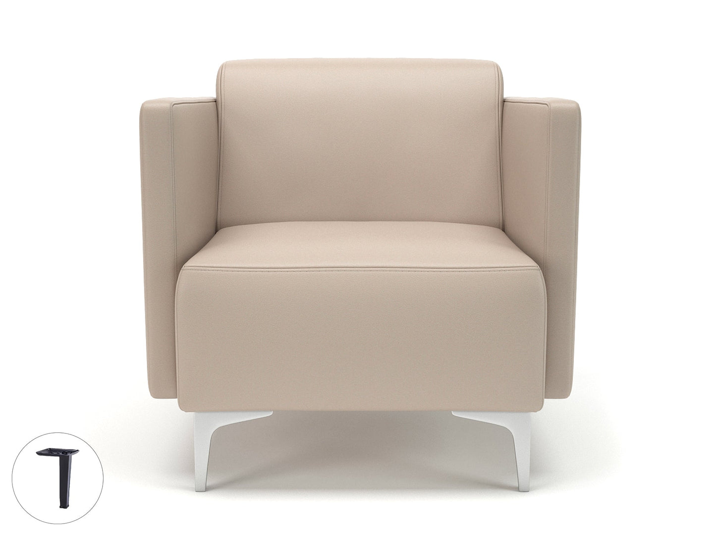 Napa Slim Arm 75cm Wide Armchair in Cristina Marrone Ultima Faux Leather