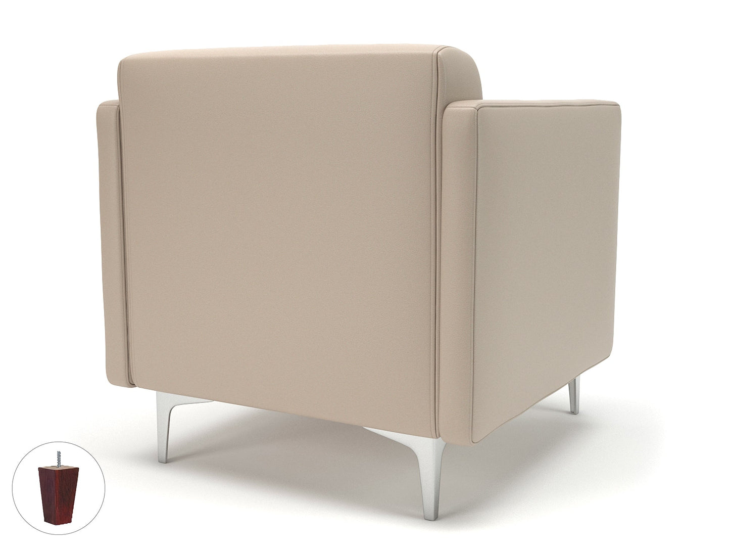 Napa Slim Arm 75cm Wide Armchair in Cristina Marrone Ultima Faux Leather