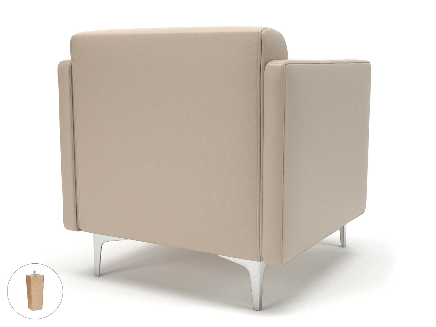 Napa Slim Arm 75cm Wide Armchair in Cristina Marrone Ultima Faux Leather