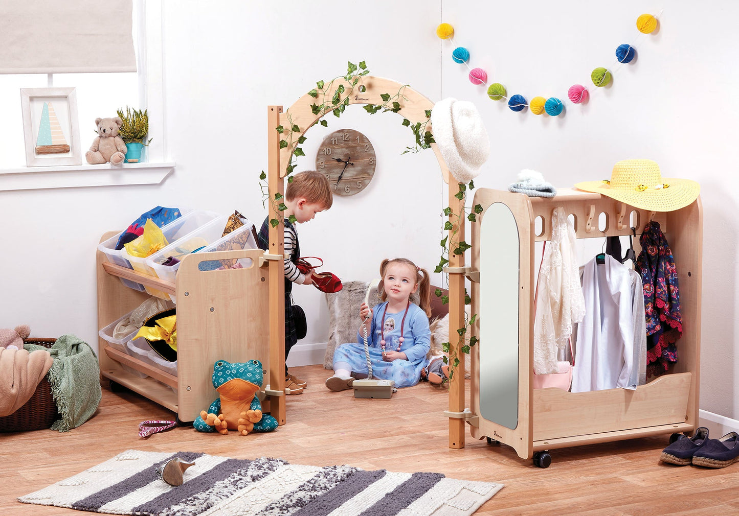 Millhouse Early Years Mini Toddler Dressing Up Zone with Clear Tubs