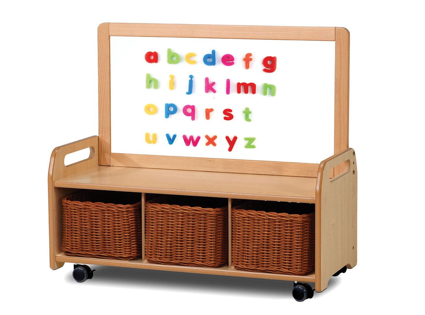 Millhouse Early Years Mobile Low Magnetic Storage Unit with 3 Baskets