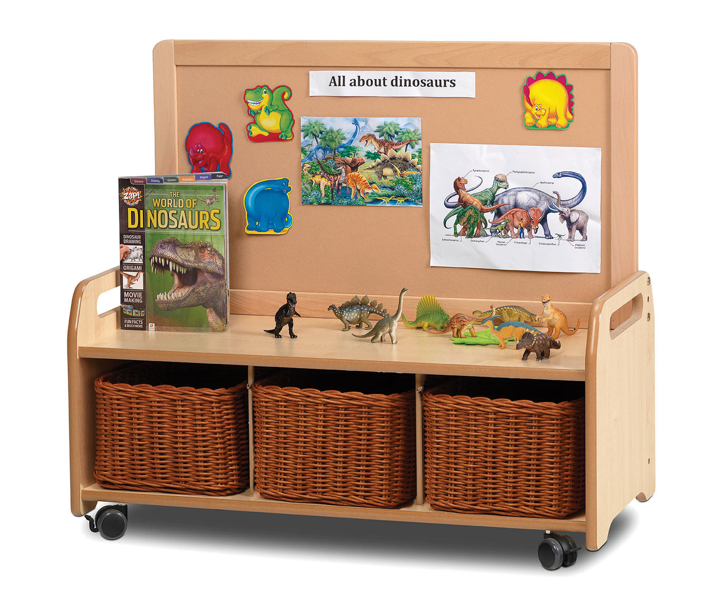 Millhouse Early Years Mobile Low Display Storage Unit with 3 Baskets