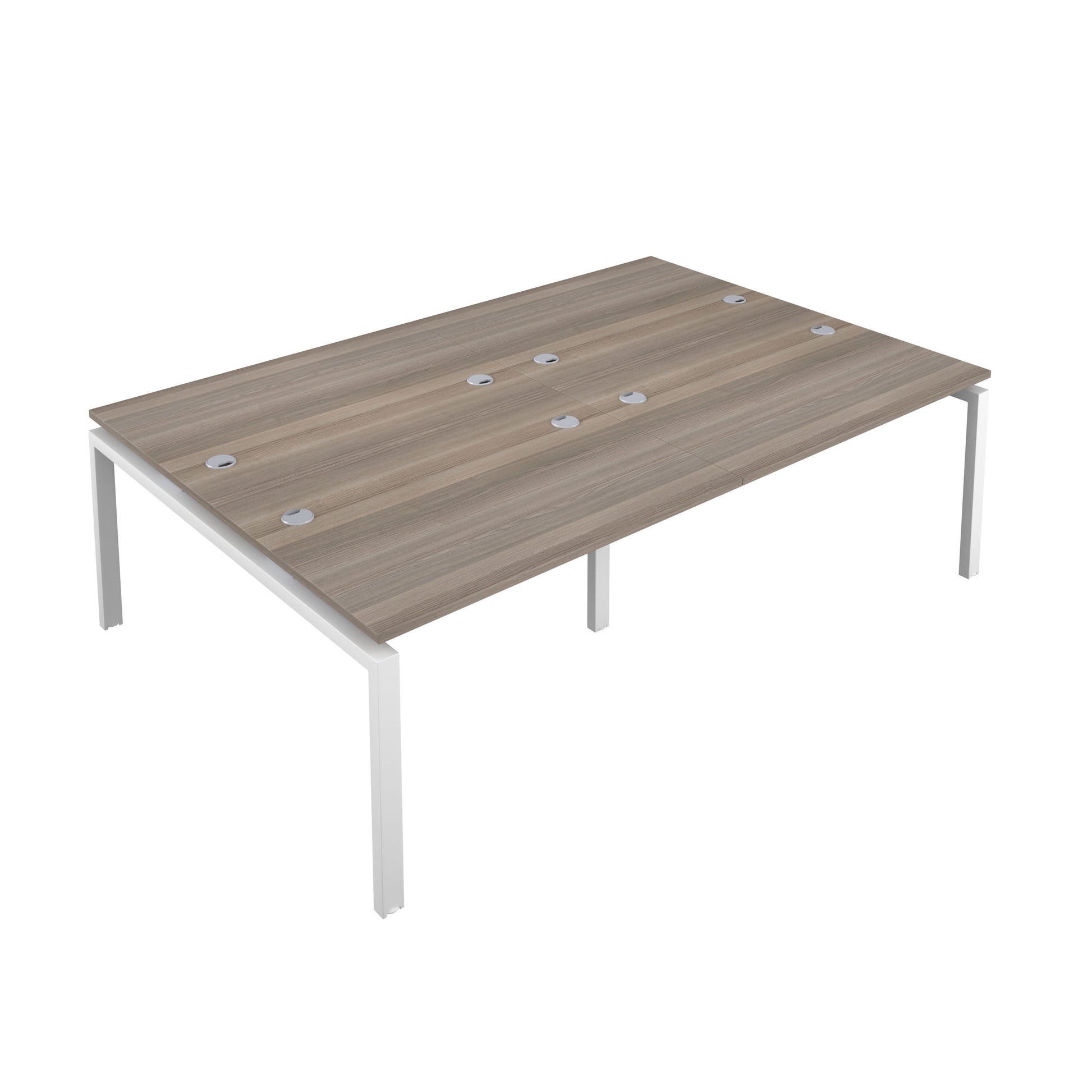 Telescopic Sliding Bench with Cable Ports: 4 Person | 1200 X 600 | Grey Oak/White