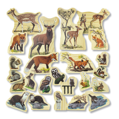 Woodland Animal Families Wooden Characters