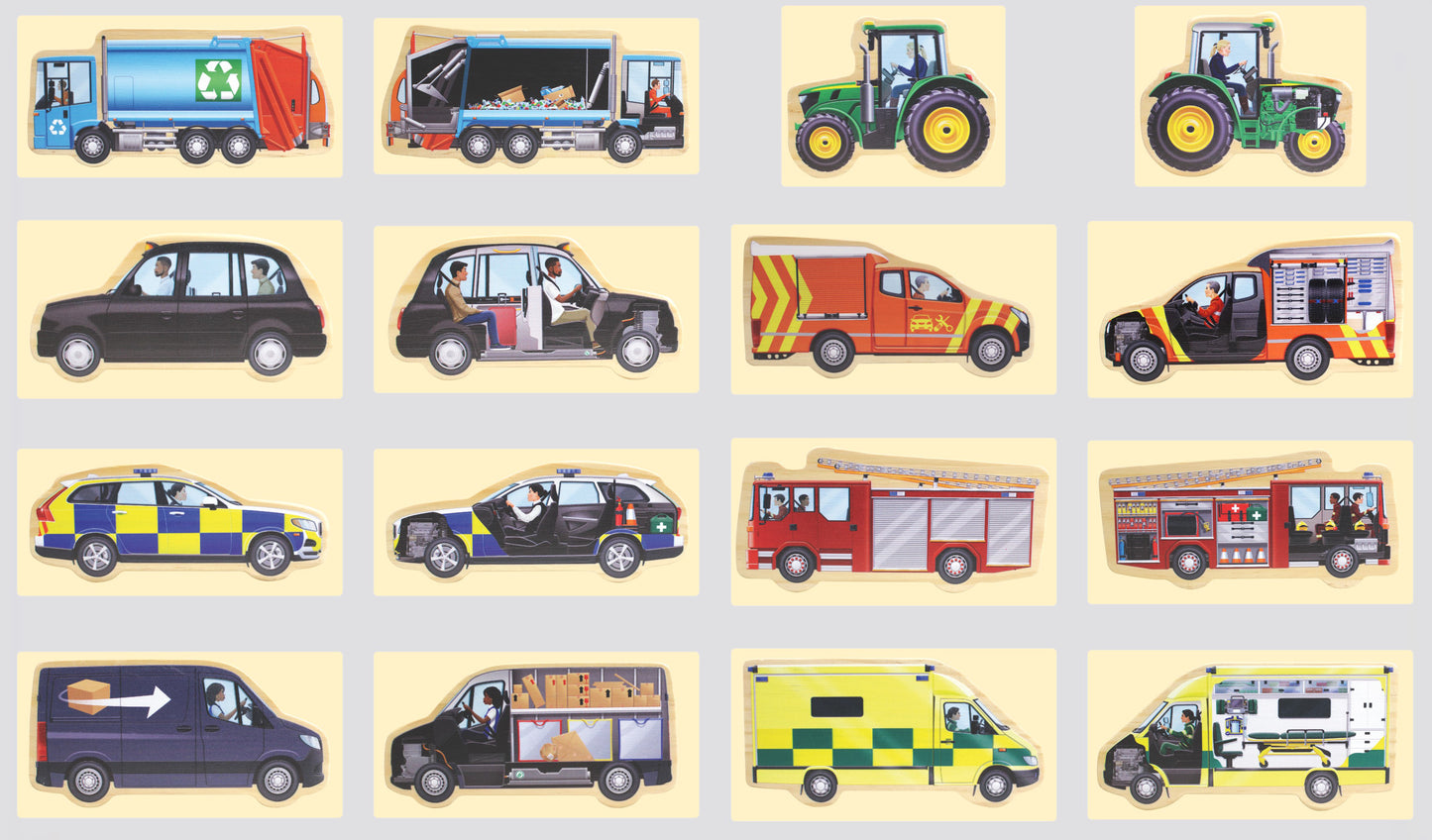 Look Inside – Community Vehicles Wooden Play Set