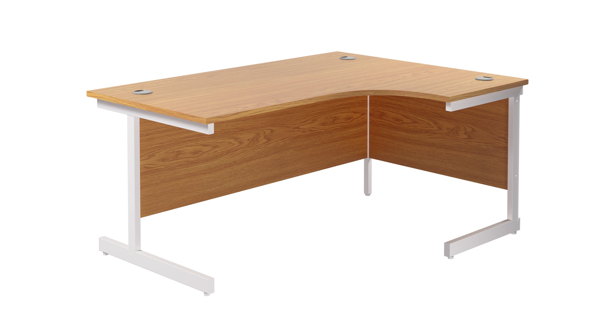 Single Upright Right Hand Radial Desk | 1600X1200 | Nova Oak/White