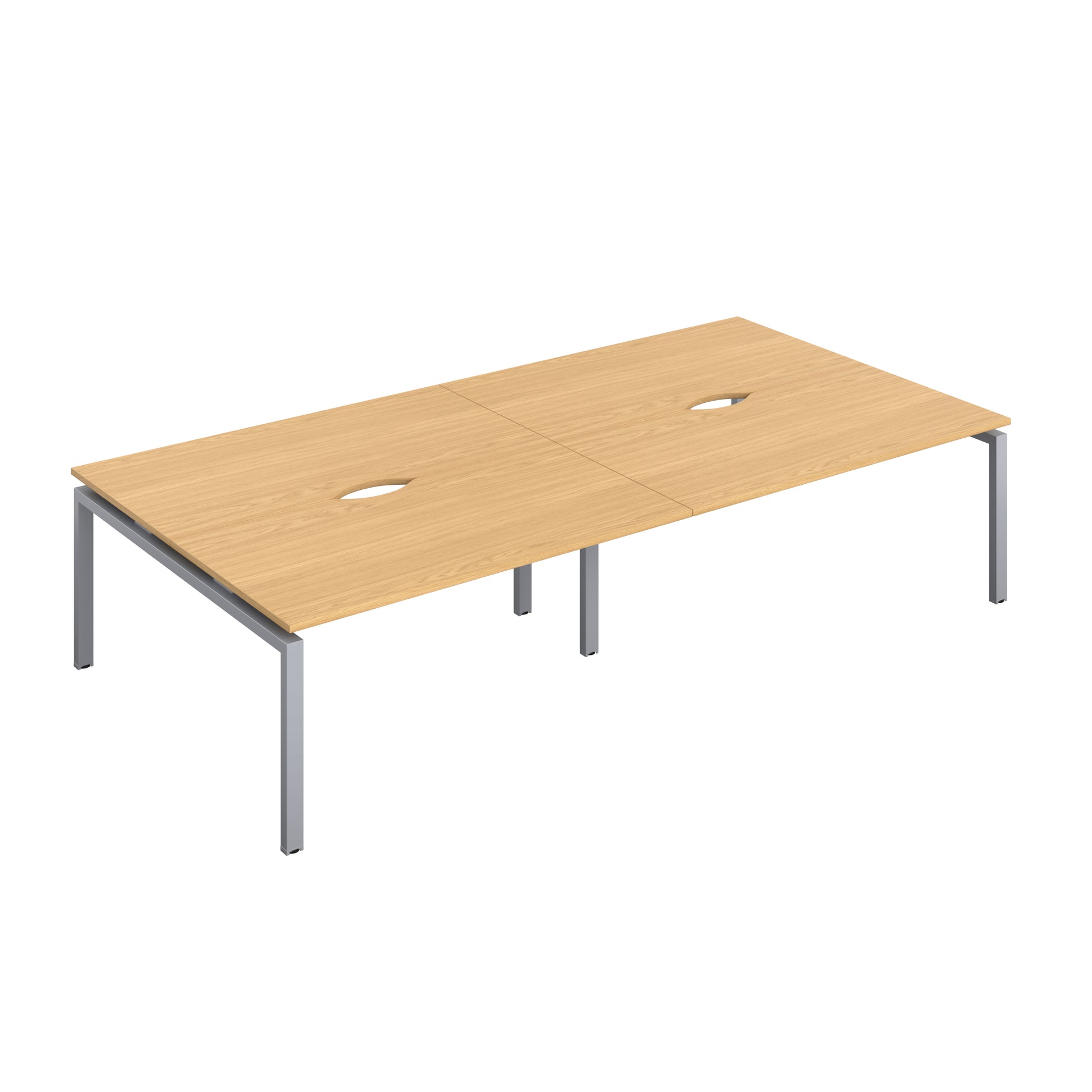 Telescopic Sliding Bench with Cut Out: 4 Person | 1600 X 600 | Nova Oak/Silver