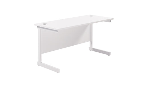 Single Upright Rectangular Desk: 600mm Deep | 1200X600 | White/White
