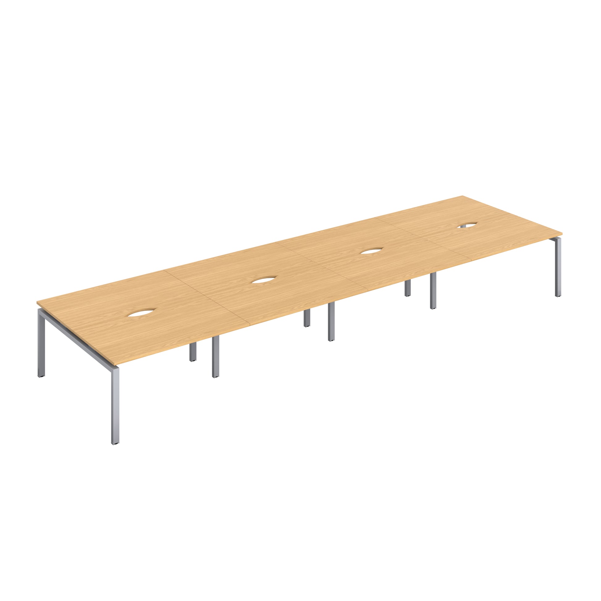 Telescopic Sliding Bench with Cut Out: 8 Person | 1400 X 600 | Nova Oak/Silver