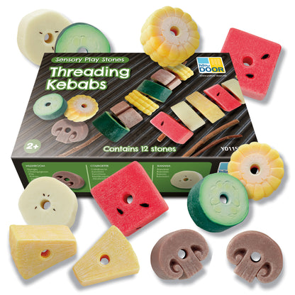 Sensory Play Stones – Threading Kebabs