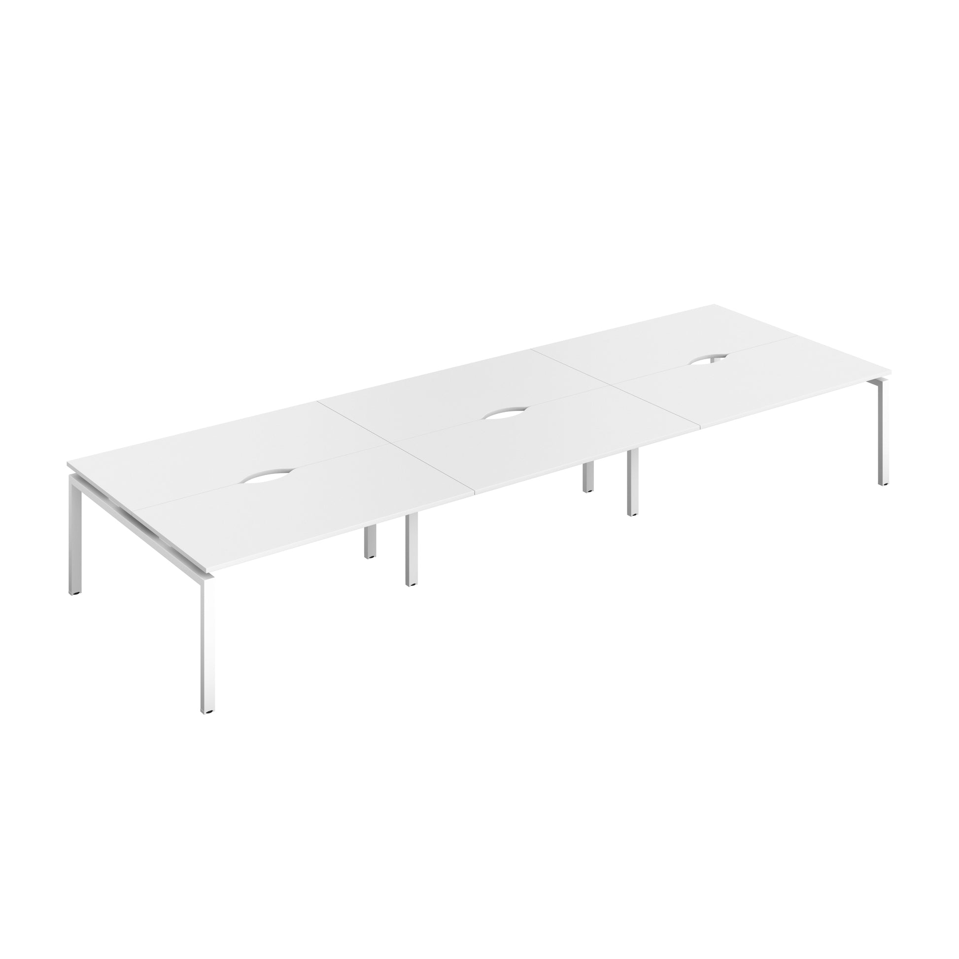 Telescopic Bench with Cut Out: 6 Person | 1600 X 800 | White/White