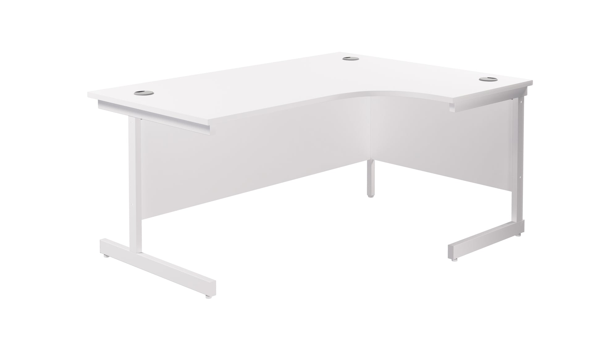 Single Upright Right Hand Radial Desk | 1600X1200 | White/White