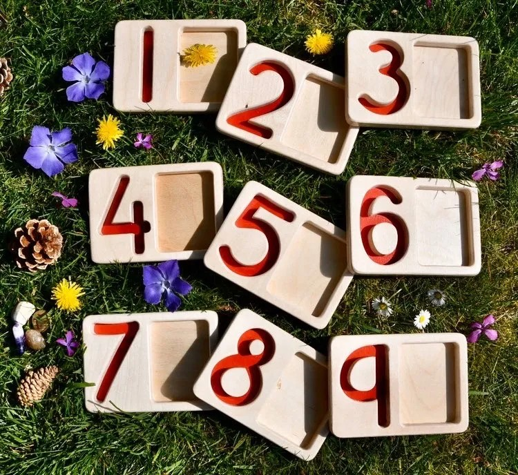 Numbers Boards Wooden Early Mastery Number Boards Trays 1-9 – Chequered Fox