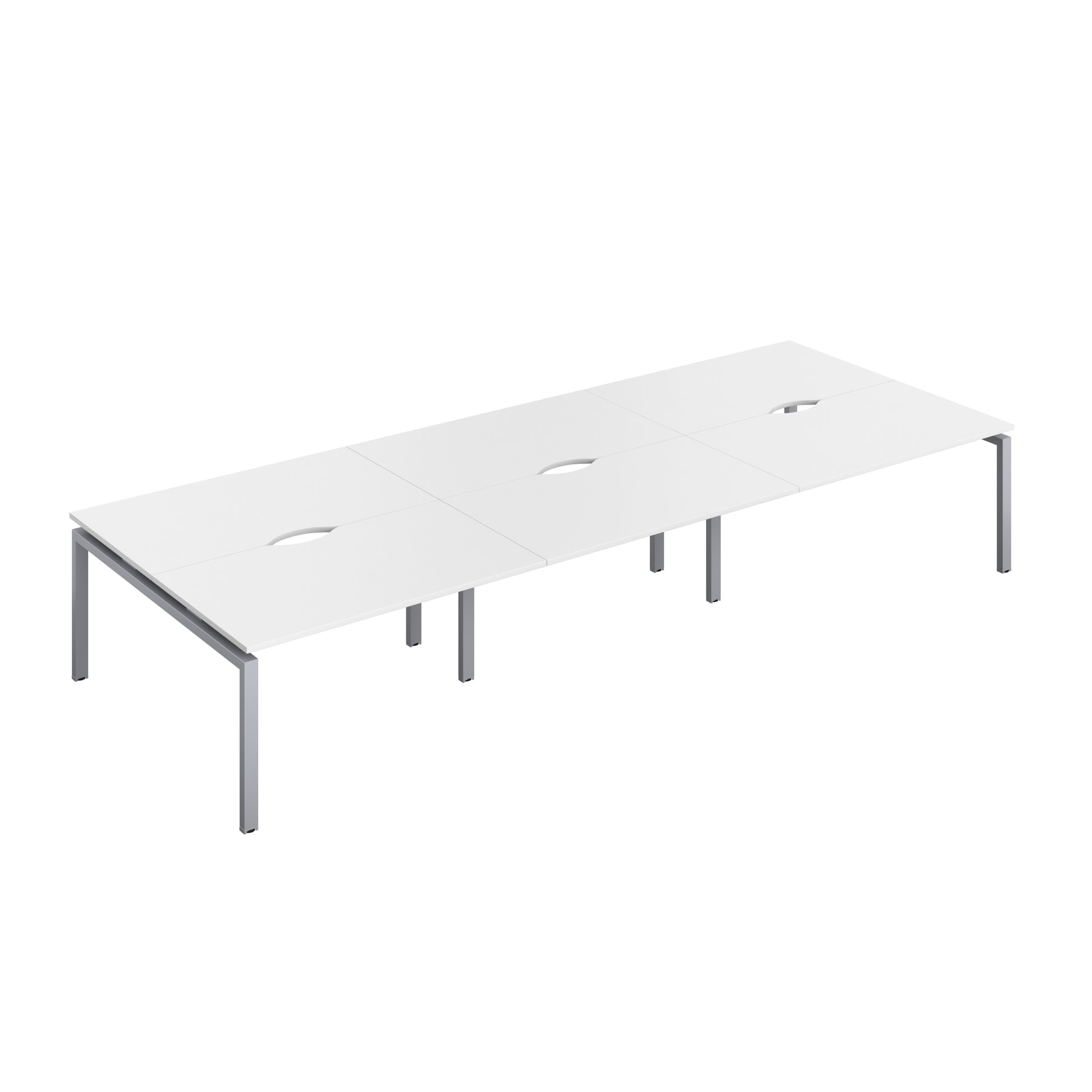 Telescopic Bench with Cut Out: 6 Person | 1400 X 800 | White/Silver