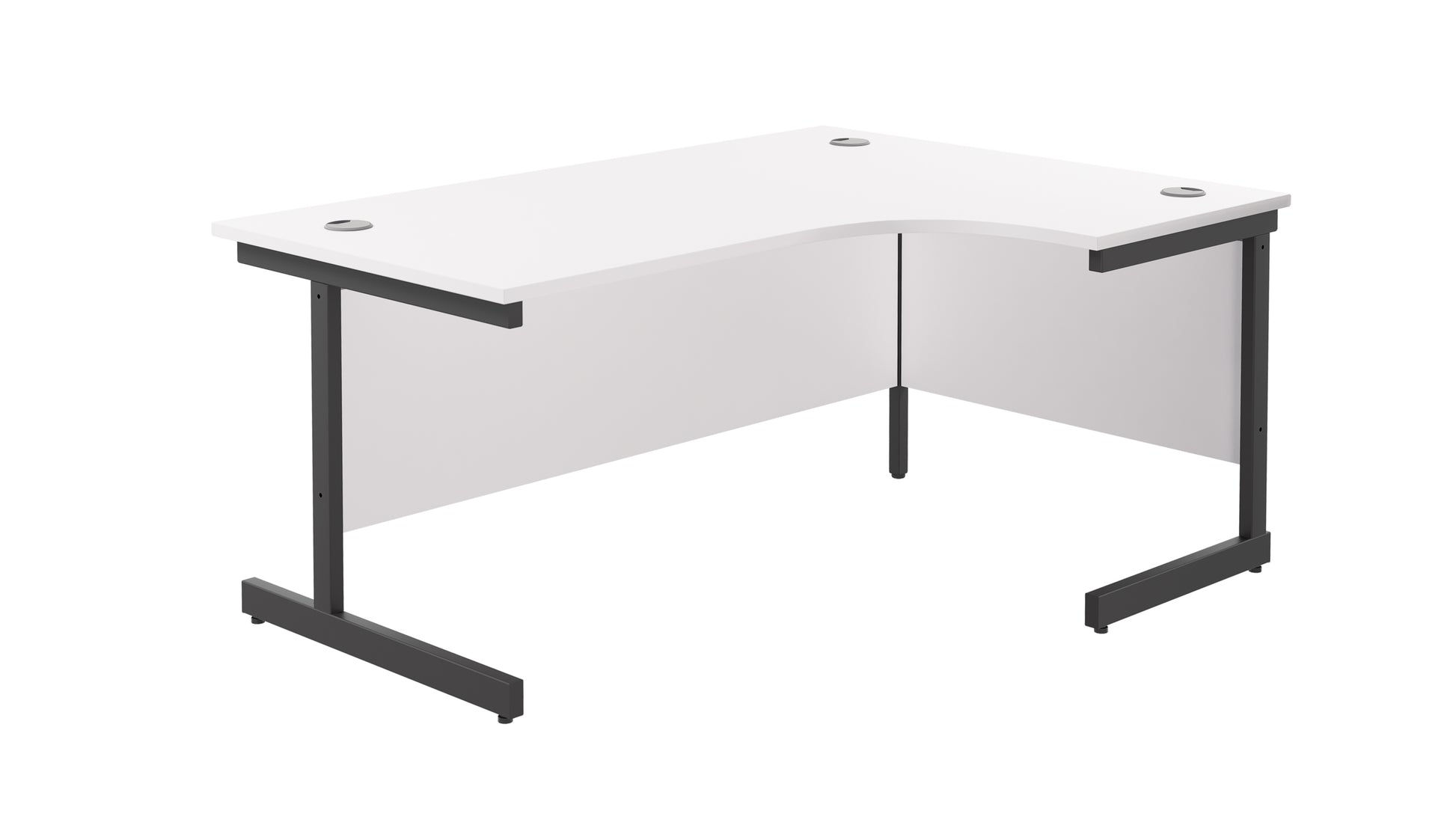 Single Upright Right Hand Radial Desk | 1600X1200 | White/Black