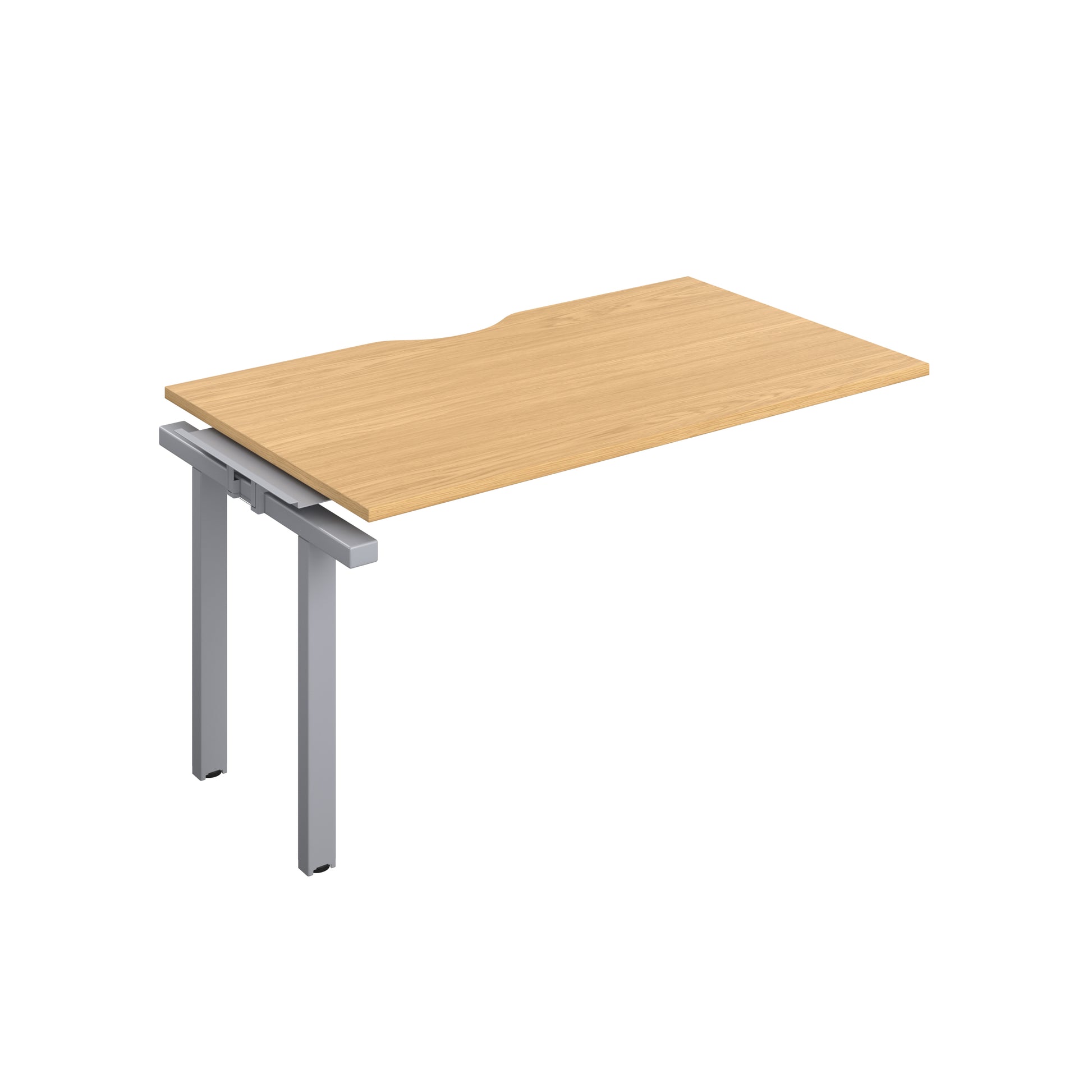 Telescopic Sliding Bench Extension with Cut Out: 1 Person | 1400 X 600 | Nova Oak/Silver