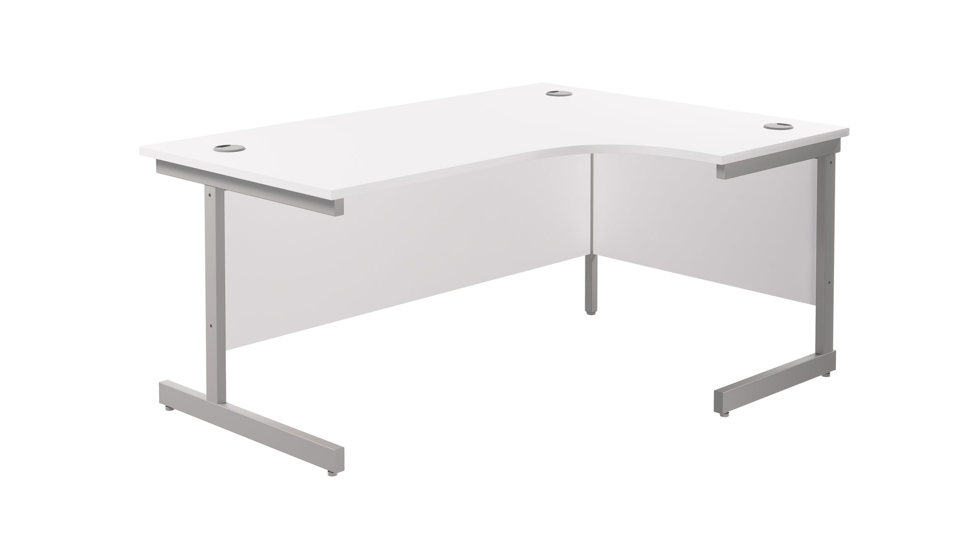 Single Upright Right Hand Radial Desk | 1600X1200 | White/Silver