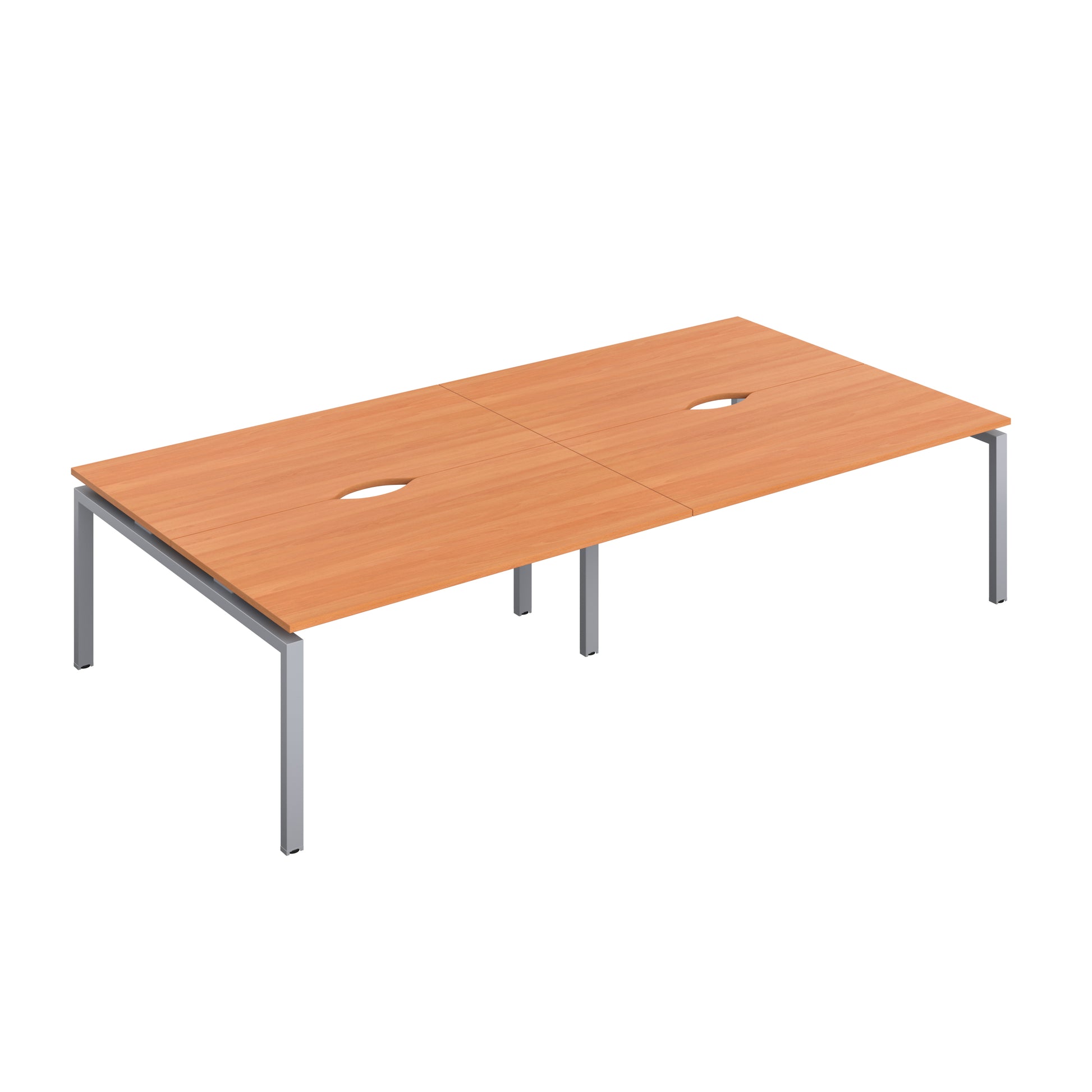 Telescopic Sliding Bench with Cut Out: 4 Person | 1600 X 600 | Beech/Silver