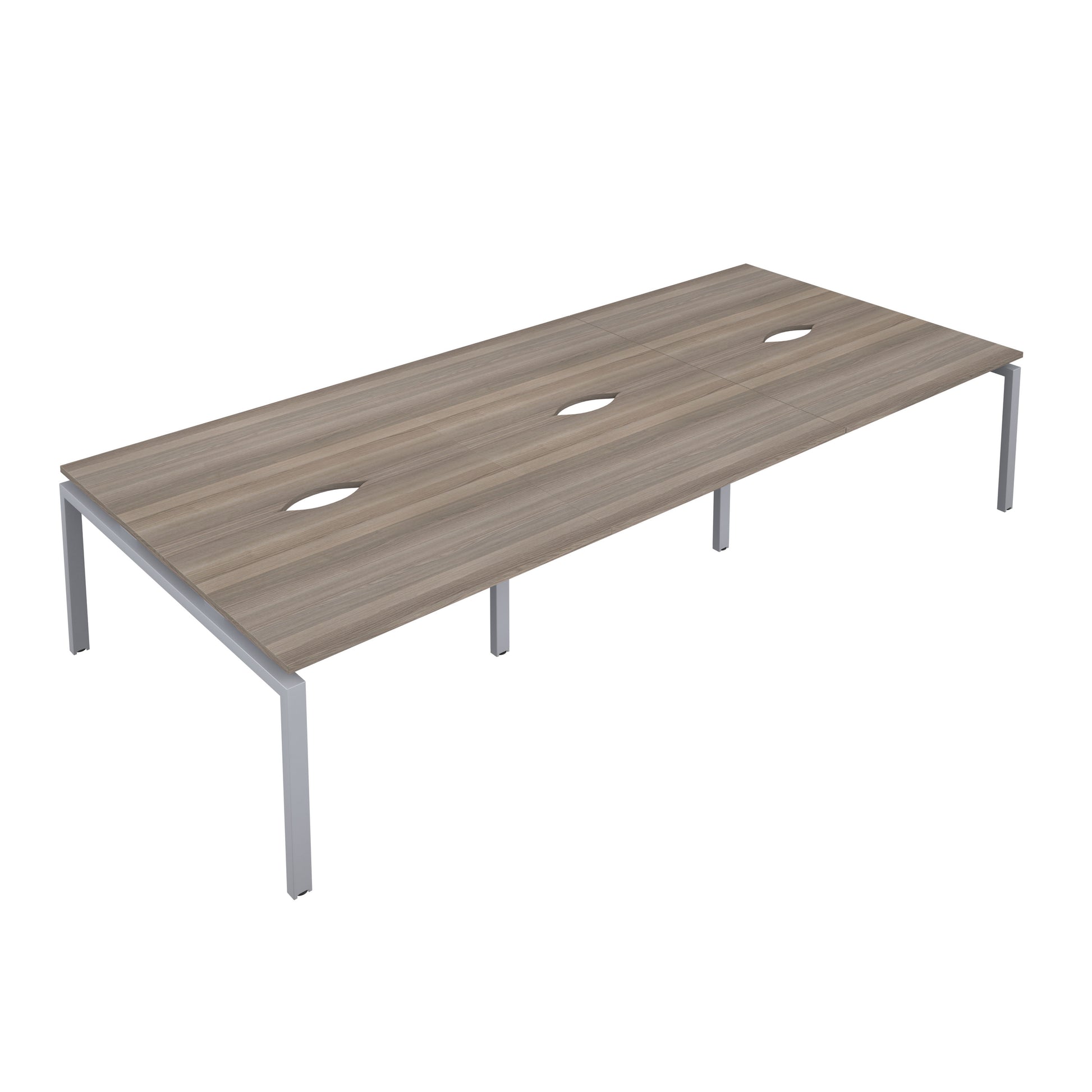 Telescopic Bench with Cut Out: 6 Person | 1200 X 800 | Grey Oak/Silver